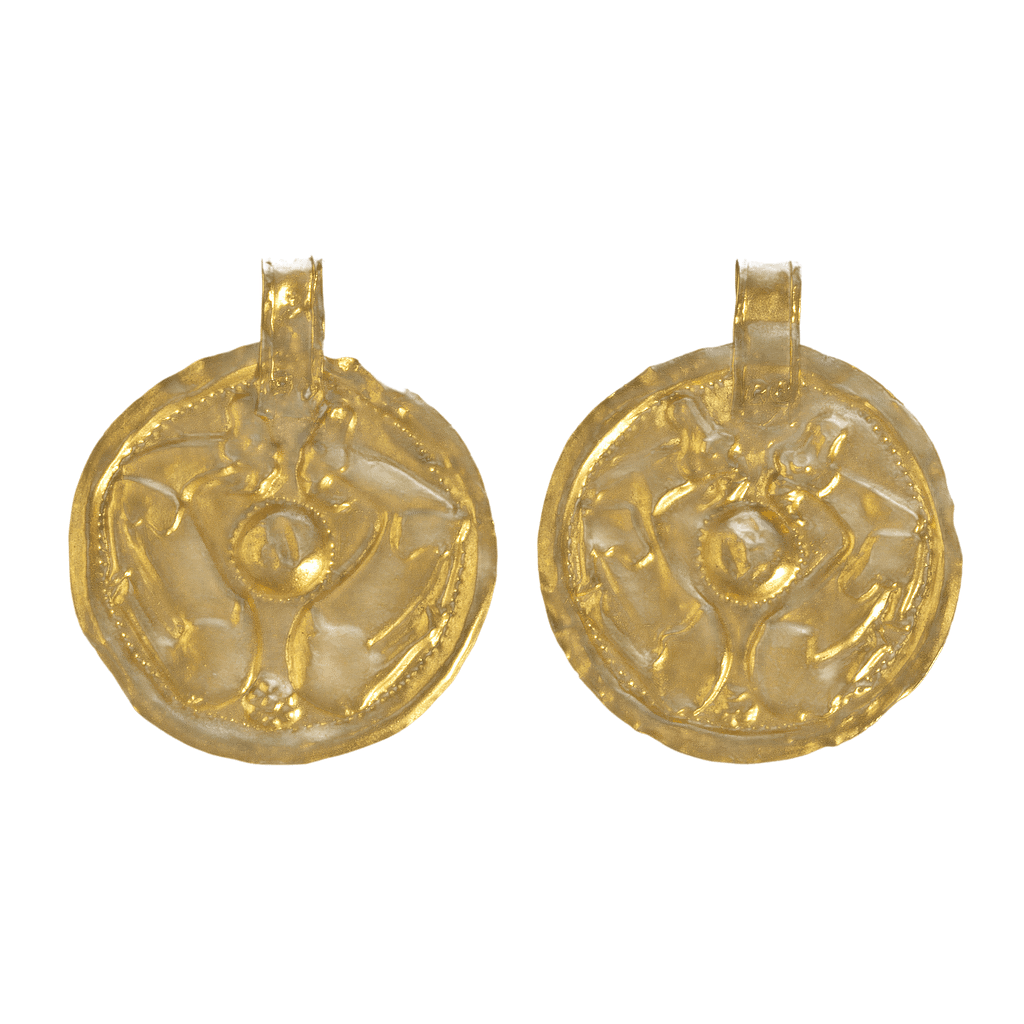 Pair of Scythian Gold Ibex Pendant Discs