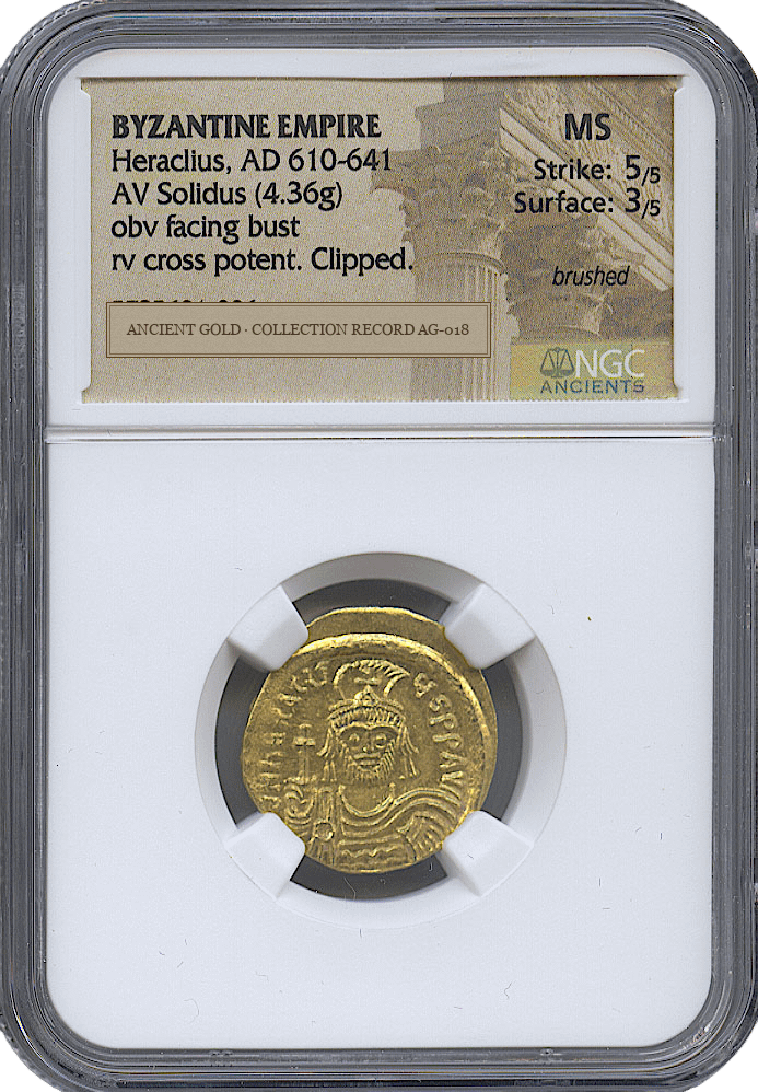 Heraclius Gold Solidus — complete obverse slab
