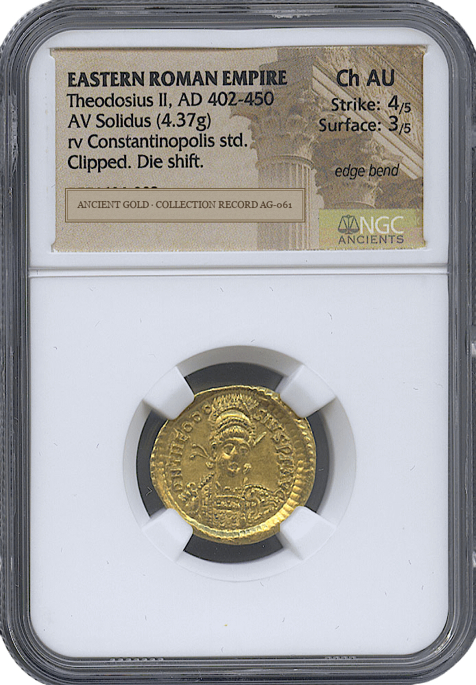 Theodosius II Gold Solidus with Constantinopolis