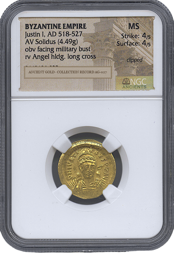 Justin I Gold Solidus with Angel