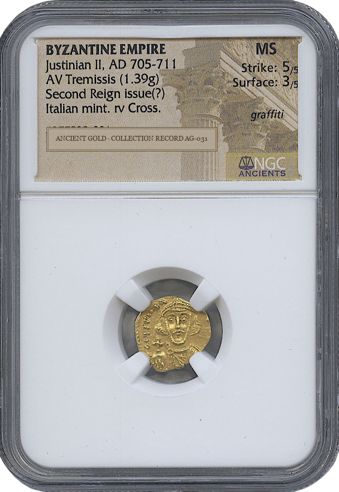 Justinian II Second-Reign Gold Tremissis