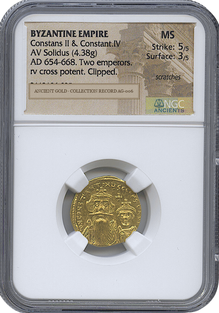 Constans II and Constantine IV Gold Solidus
