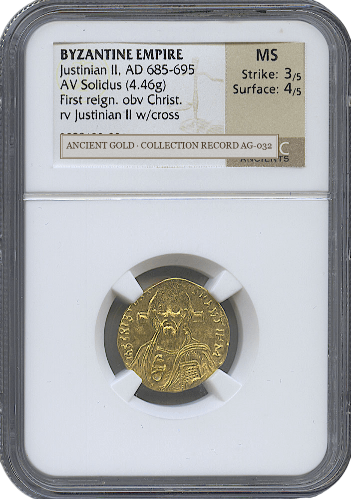 Justinian II First-Reign Christ-Type Gold Solidus