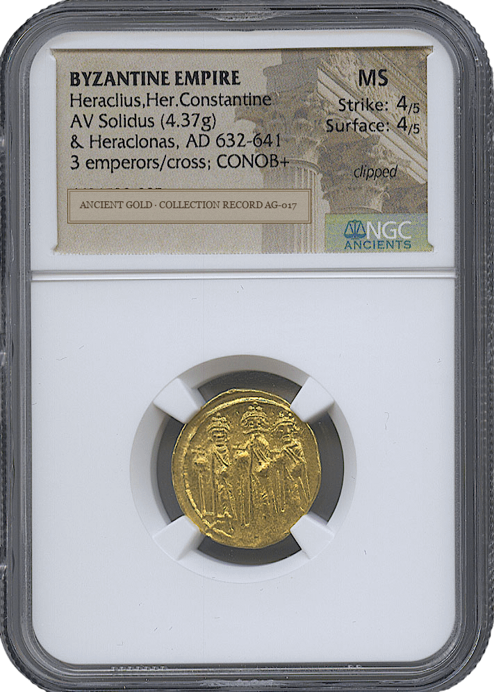 Heraclius and His Sons Gold Solidus — CONOB+