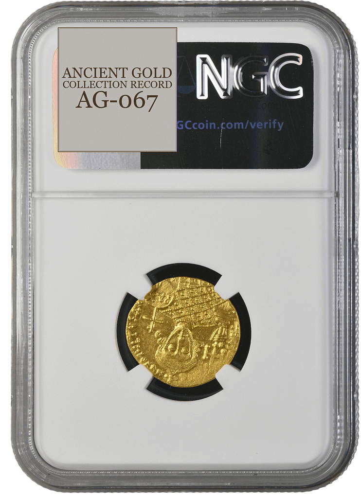 Justinian II, Second Reign: Restoration in Gold — reverse