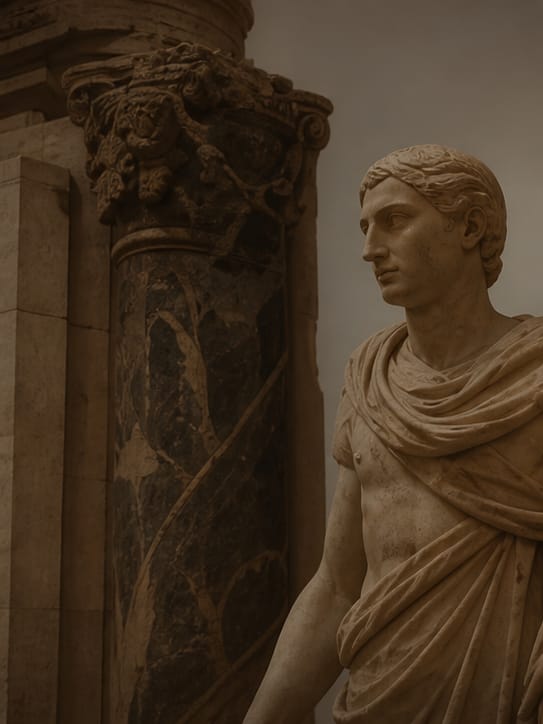 Ancient marble sculpture and architectural detail